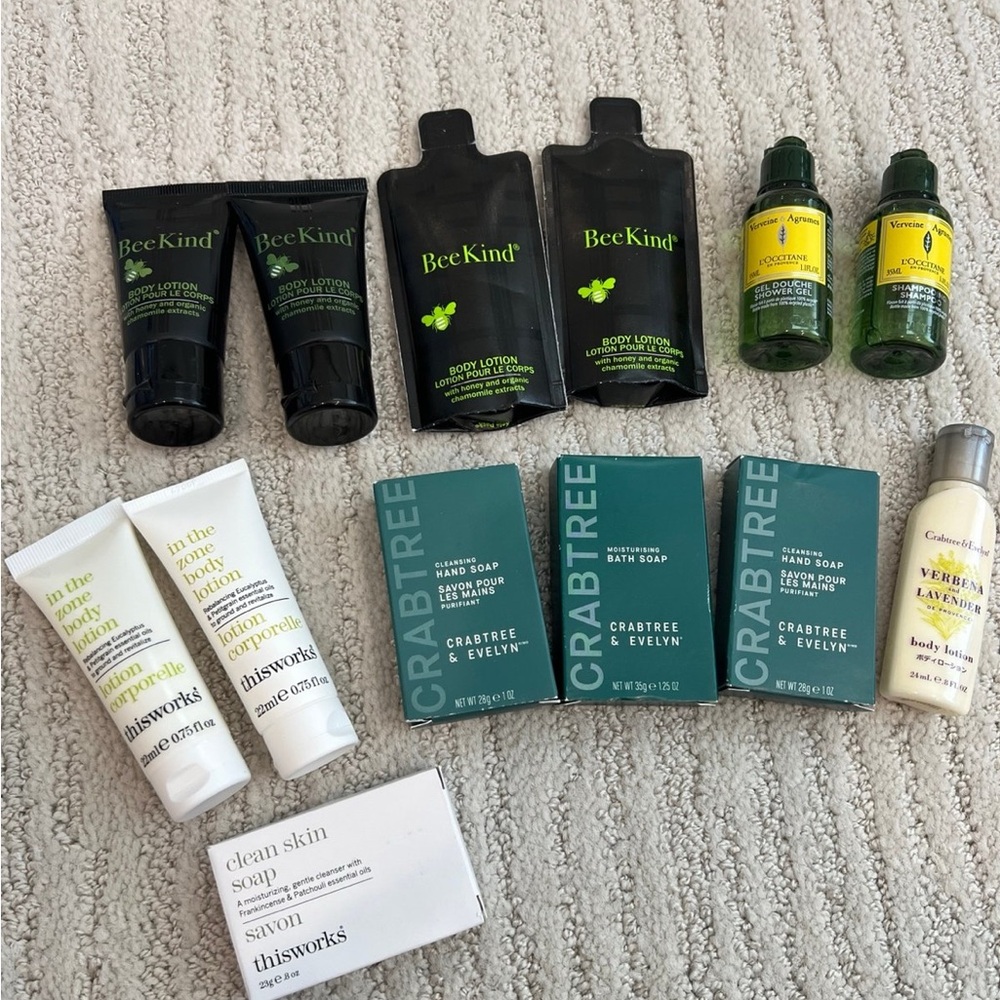 L’Occitane, this works, Bee Kind, Crabtree & Evelyne 11pc TSA Travel size NEW